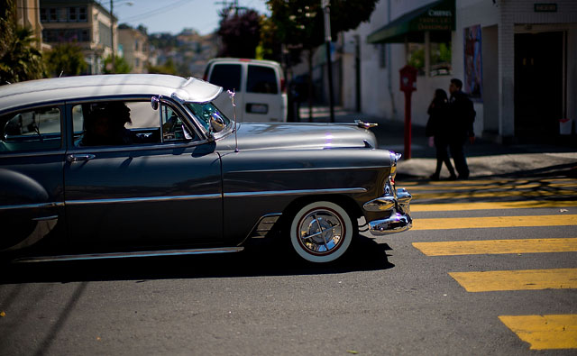 Classic car in the Mission District of San Francisco. Leica M9 with Leica 50mm Noctilux-M ASPH f/0.95. © 2012 -2016 Thorsten Overgaard. 