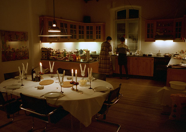 Charlotte Cornelius Overgaard and Herdis Riis in the kitchen of Villa Nøjsomheden, 1995.