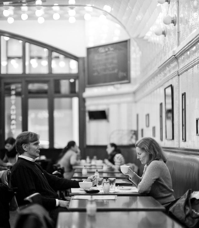 Paris Cafe, Hamburg, Germany, January. Leica M Monochrom with Leica 50mm Noctilux-M f/0.95 ASPH f/0.95. © 2013 Thorsten Overgaard. 