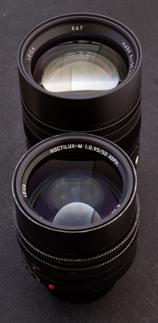 The 75mm Noctilux is 1 mm larger in diameter compoared to the 50mm Noctilux. 