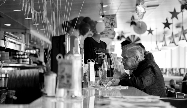 4th of July in America. Inside Mel's Diner in San Francisco. Leica M 240 with Leica 50mm Noctilux-M ASPH f/0.95. © 2014-2016 Thorsten Overgaard