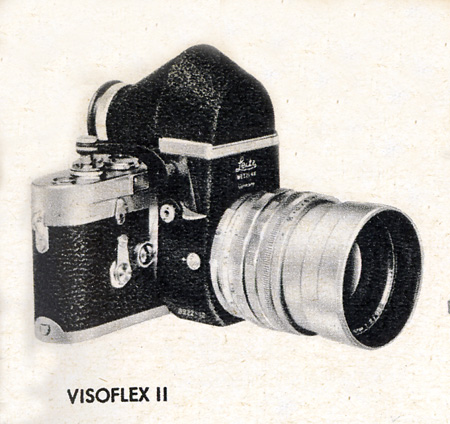 The Leitz VisoFlex came out in 1951 as a way to implement a mirror ona Leica M. The first version exist for screw mount lenses and M mount lenses.