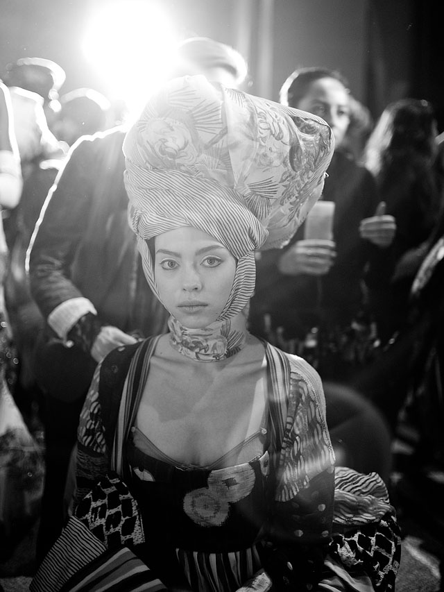 Backstage the Kenzo fashion show in London. Leica M9 with 35mm Summilix-M ASPH f/1.4 Version V (2010) 800 ISO 1/90 second. © Thorsten Overgaard. 