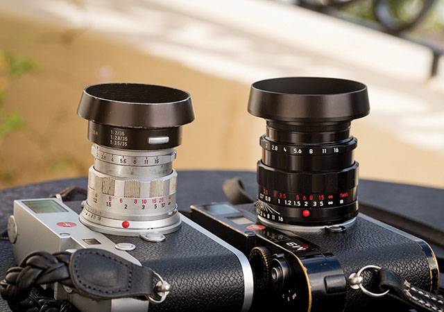 The 1956-model of the 50mm summiron-M f/2.0 "Rigid" and the limited edition black laquer 50mm SPO-Summicron-M f/2.0. © Thorsten Overgaard. 