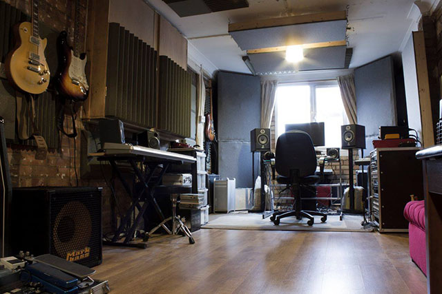 A recording studio in the garage