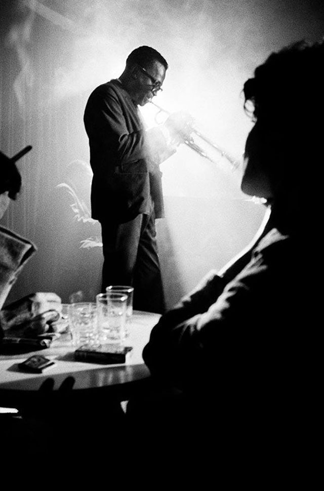 Miles Davis photographed in 1955 by Dennis Stock (1928 – 2010). 