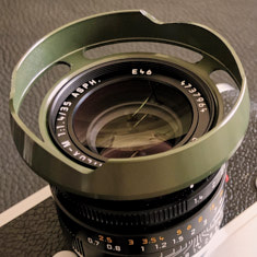 Ventilated Shade in Safari Olive Green for the Leica 35mm Summilux-M ASPH f/1.4 FLE