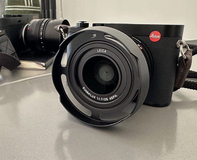 Ventilated Shade for the Leica Q3, designed by Thorsten Overgaard. Ventilated shades exist for most Leica lenses and can be acquired from Always Wear A Camera..