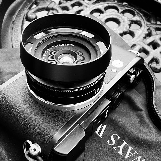 Leica 18mm Elmarit-TL ASPH f/2.8 "pancake lens" on the Leica CL, with the E39mm ventilated shade designed by Thorsten von Overgaard. Camea strap by Rock'n'Roll Camera Straps & Bags.