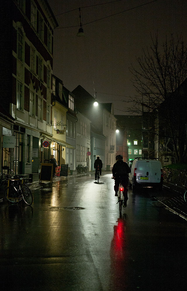 I once took this photograph of the street in Aarhus to make a memory of how cold, dark, wet, and depressing it can be late in the afternoon during winter in Scandinavia. But frankly, in a photograph, you don't feel it, and instead, it made people admire the atmosphere in the photo; they didn't understand how depressing it was. 3200 ISO. Leica 50mm APO-Summicron-M ASPH f/2.0. © Thorsten Overgaard.