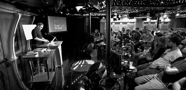 Thorsten von Overgaard speaking at the Artists' Convention 2014. I gave out Leica's to the audience and they loved it ... and also made a few good photos. 