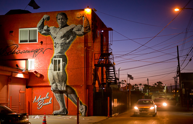 Arnold Schwarzenegger mural by Muscle Beach in Venice, Los Angeles