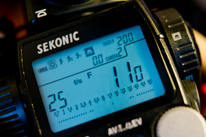 Sekonic L-758DR set to 25 fps for video