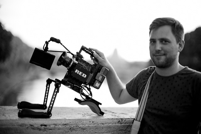 Director Reid H. Bangert from Northpass Media in Rome with the RED Scarlet equipped with a Leica 50mm Summilux-R f/1.4 lens