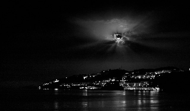 Fighting jetlag you get to wake up 4AM and see a view like this from the terrace. Moon over Almunecar, Spain. Leica M Monochrom and Leica 50mm Noctilux-M ASPH f/0.95 FLE. © Thorsten Overgaard. 