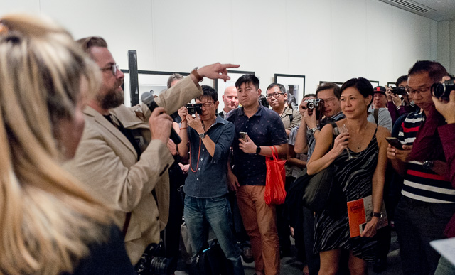 Ms. Tracy Dowell and Thorsten Overgaard presenting the 14 prints in the gallery and the story behind them. 