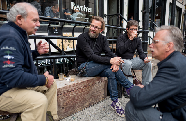Overgaard Workshop in Vancouver, having coffee and camera talk at the famous Revolver cafe where photographers of all kind seem to meet. Leica Q. Photo: Lawrence Hui.
