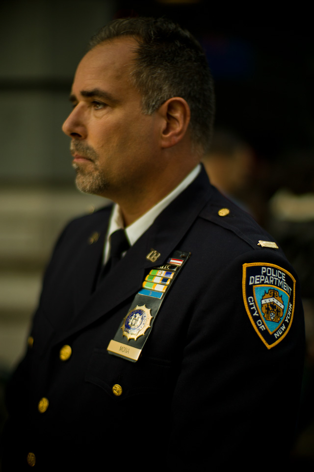 NYPD Officer Steve Mona. Leica M9 with Leica 50mm Noctilux-M f/1.0 at 160 ISO on Broadway in New York.