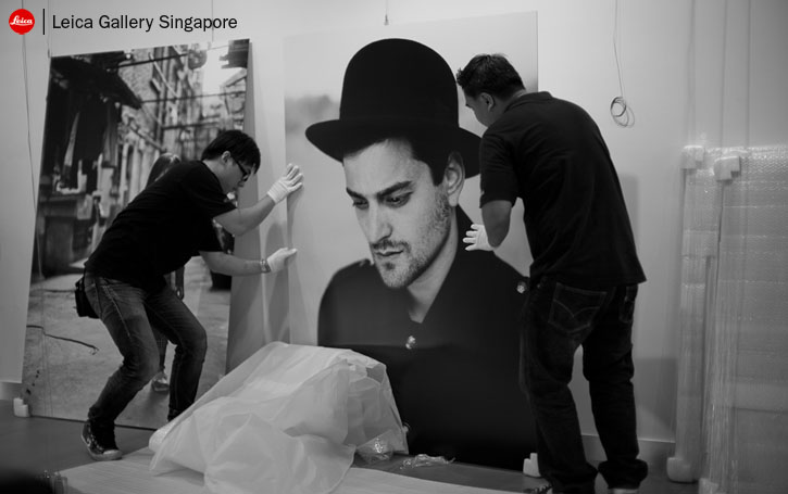 Setting up the Thorsten Overgaard photo exhibition at the Leica Gallery in Singapore. 