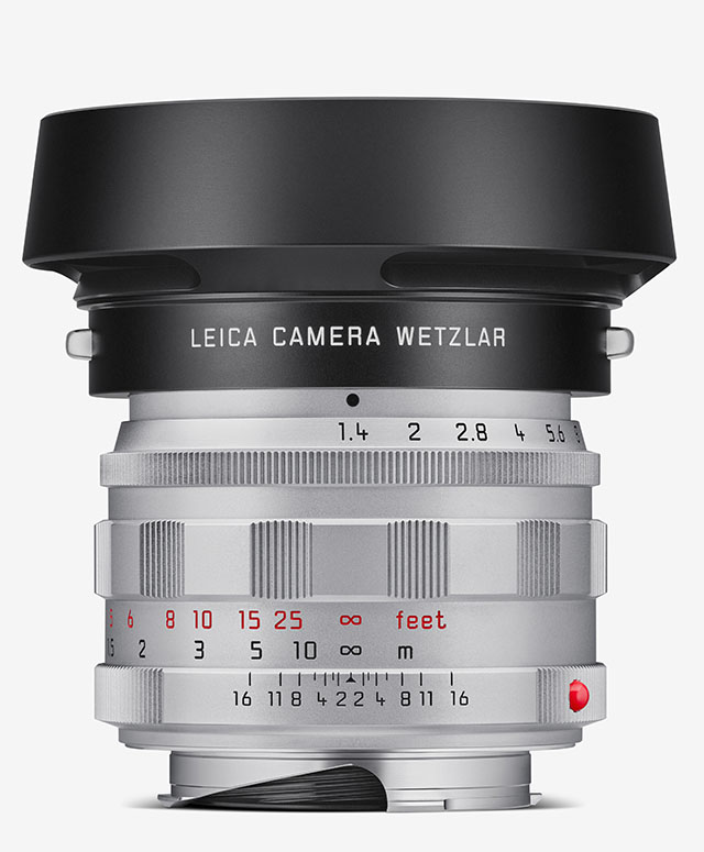 Leica 50mm Summilux-M f/1.4 II Reissue 2025 (Model 11 714). Here with the clip-on ventilated shade. 