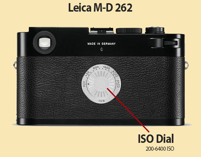 On the Leica M-D 262 (2018), and the M60 as well, the ISO dial is on the back, as and aluminium dial. This camera is based on the Leica M240, which was before Leica decided to place an ISO dial on the outside of the camera. The ISO dial on top wasn't before the Leica M10. 