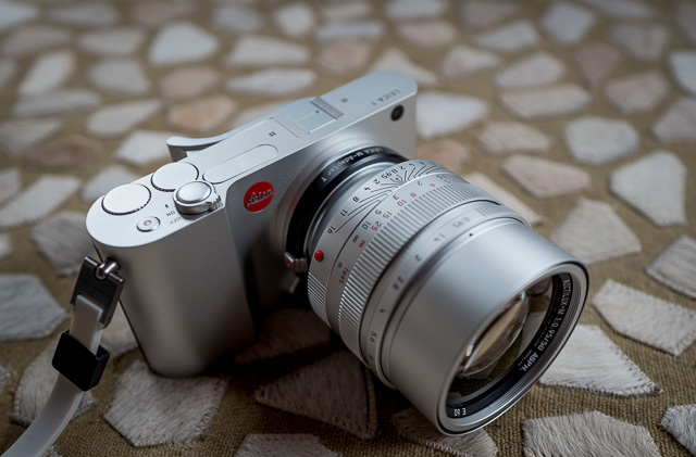The original first Leica T in silver, here with the Leica 50mm Noctilux-M ASPH f/0.95 mounted. 