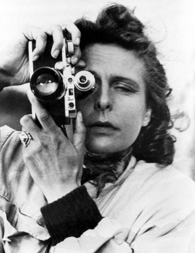 Leni Riefenstahl (Helene Bertha Amalie 'Leni' Riefenstahl), 1902 - 2003) with her Leica. She kept using Leitz Leicaflex and Leica M cameras throughout her life.