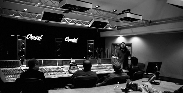 Visiting the Studio C at Capitol Studios where Nick Rives explains about editing Dolby Atmos sound for 20 speaker surrpouind. Leica M10-P with Leica 28mm Summilux-M ASPH f/1.4. © Thorsten Overgaard. 