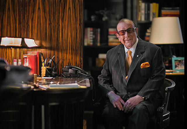 Clive Davis in his home office in New York. Leica M10-P with 7artisans 75mm f/1.25. © Thorsten Overgaard. 

