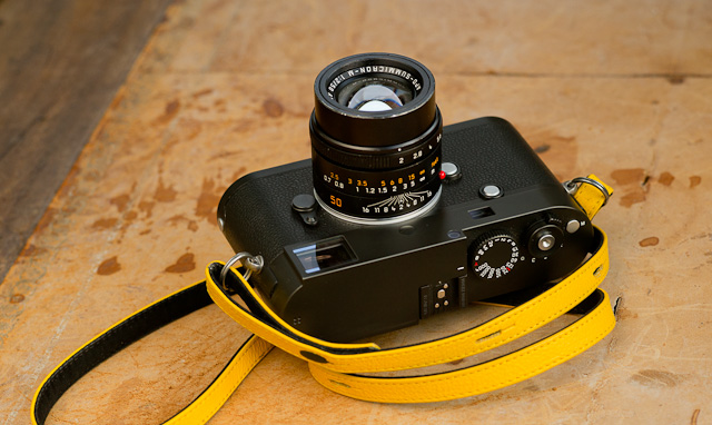 Leica M 246 Monochrom with Leica A La Carter X2 yellow leather strap