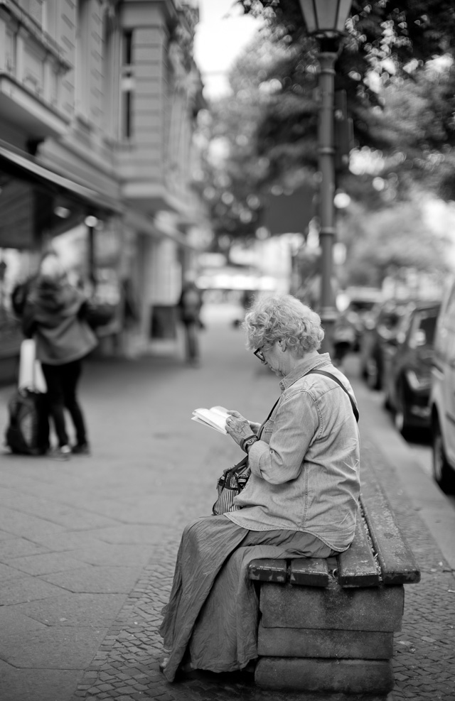 Reading in Berlin. Leica M Monochrom Typ 246 with Leica 50mm Noctilux-M ASPH f/0.95