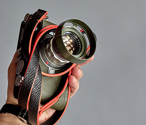 "Yosemite" black camera strap on Leica M10-P Safari. 