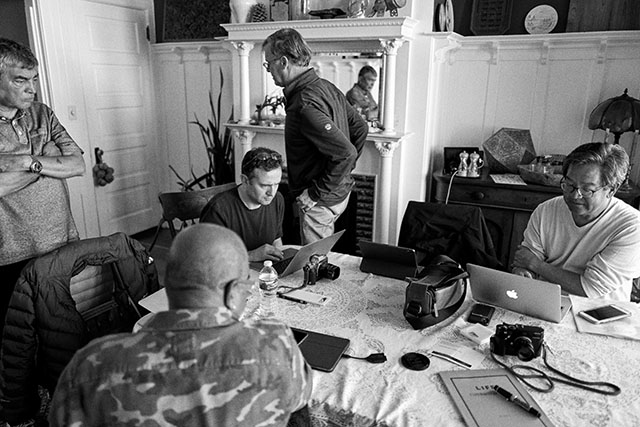 Excitement and unrest as the workshop edits the last photos before the presentation of "The Three Best" every day of the workshop. San Francisco. Leica Q2. © Thorsten Overgaard. 
