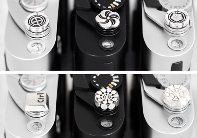 Sterling silver soft release buttons for Leica and other camera, from Bashert and LeiacRumors. 