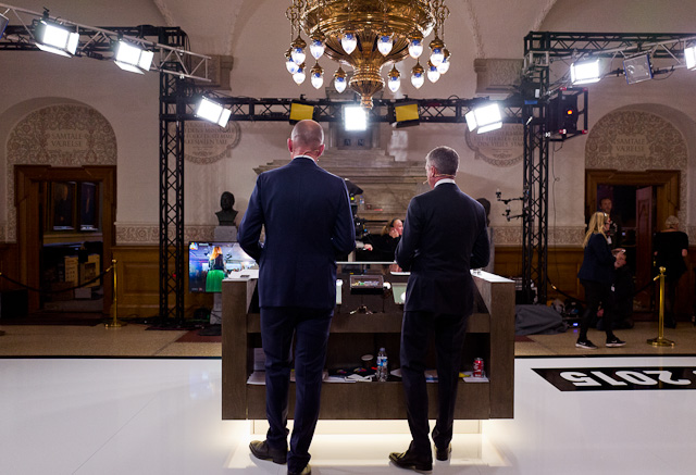 Live television studio at the Danish parliament on election night, June 2015. Leica Q (3200 ISO, f/1.7, 1/2000 second). © 2015 Thorsten Overgaard.