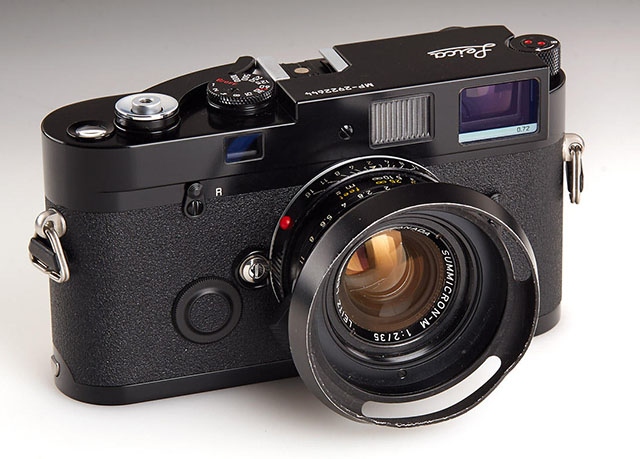 Ventilated shade on a 35mm of Elliott Erwitt's Leica MP camera.