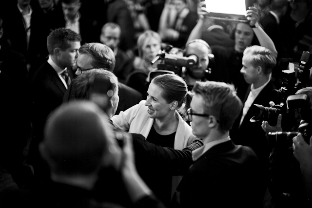 Leica M: Election night with Leica M and Leica 50mm Noctilux-M ASPH f/0.95. Mette Frederiksen, Danish Prime Minister to be. © 2015 Thorsten Overgaard.