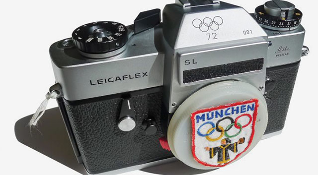 To celebrate the 1972 Olympic Games in Munich, Leica issued 1000 Leicaflex SL cameras with engravings (black and silver). Read more about it at LHSA