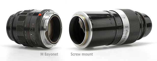 The M bayonet is the current bayonet (left), and before that it was Screw Mount (right). But can be used on the Leica M.