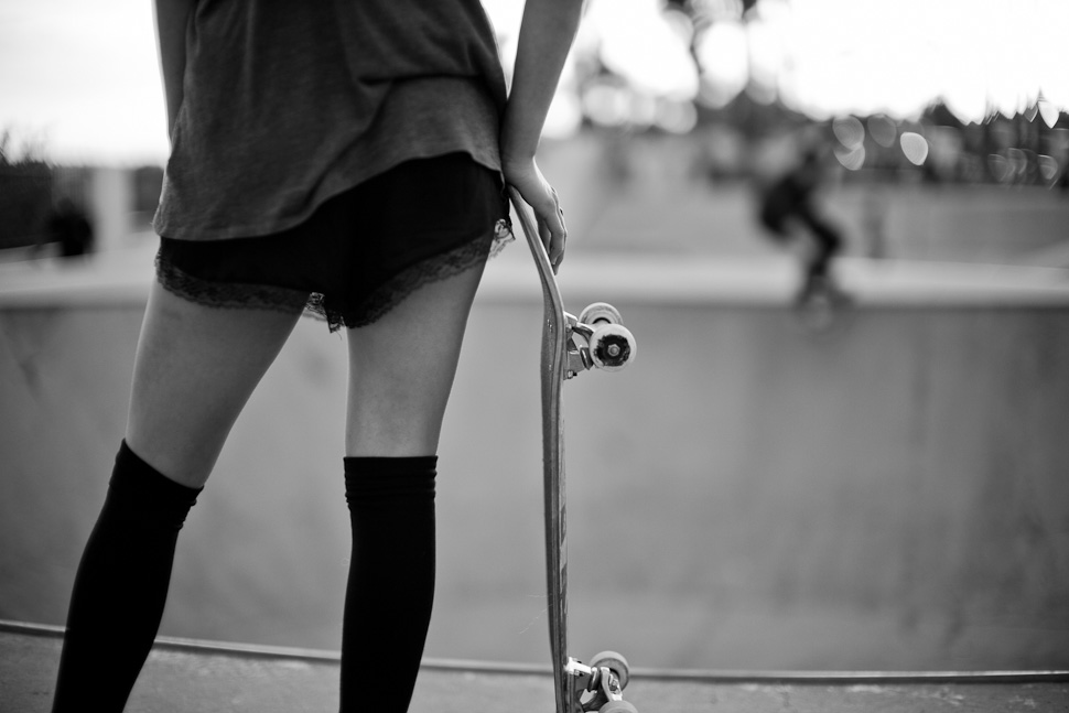 Skater Girl in the Santa Barbara Skater Park. Leica M 240 with Leica 50mm Noctilux-M ASPH f/0.95   