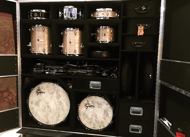 Stanton More's flight case for his new Gretsch Drums.