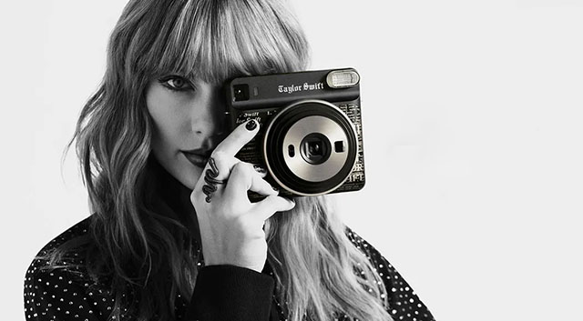 Taylor Swift is a photo enthusiast as well. Her most famous camera is an Olympus OM-D E-M10 (2014), which she used to create some well-known "special filter" photos in 2022 (it wasn't a filter; it was just how the Olympus does it). She also put her name on a Fujifilm Instax camera a couple of years ago. As with everything she touches, it sold extremely well and now sells for $2,000 as a collector's item on eBay.